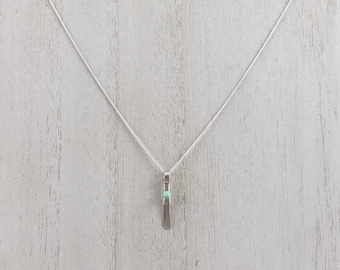 Turquoise Gemstone and Sterling Silver Pendant Necklace, December Birthstone Necklace