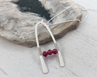 Ruby and Sterling Silver Pendant Necklace, July Birthstone Jewelry