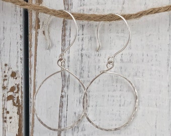 Sterling Silver Circle Dangle Earrings