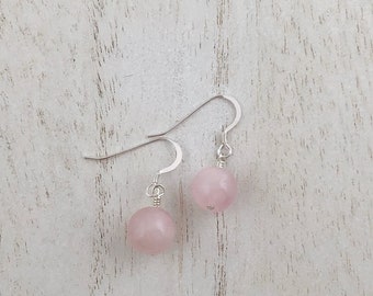 Rose Quartz and Sterling Silver Drop Earrings