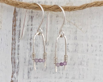 Amethyst and Sterling Silver Earrings, February Birthstone