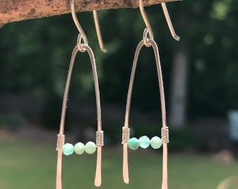 Natural Green Emerald and Sterling Silver earrings