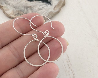 Sterling Silver Small Circle Dangle Earrings