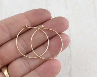14K Gold Filled Wire Hoop Earrings