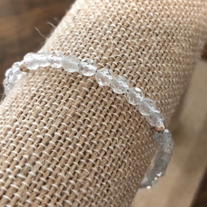 White Topaz Gemstone Bracelet with Sterling Silver clasp