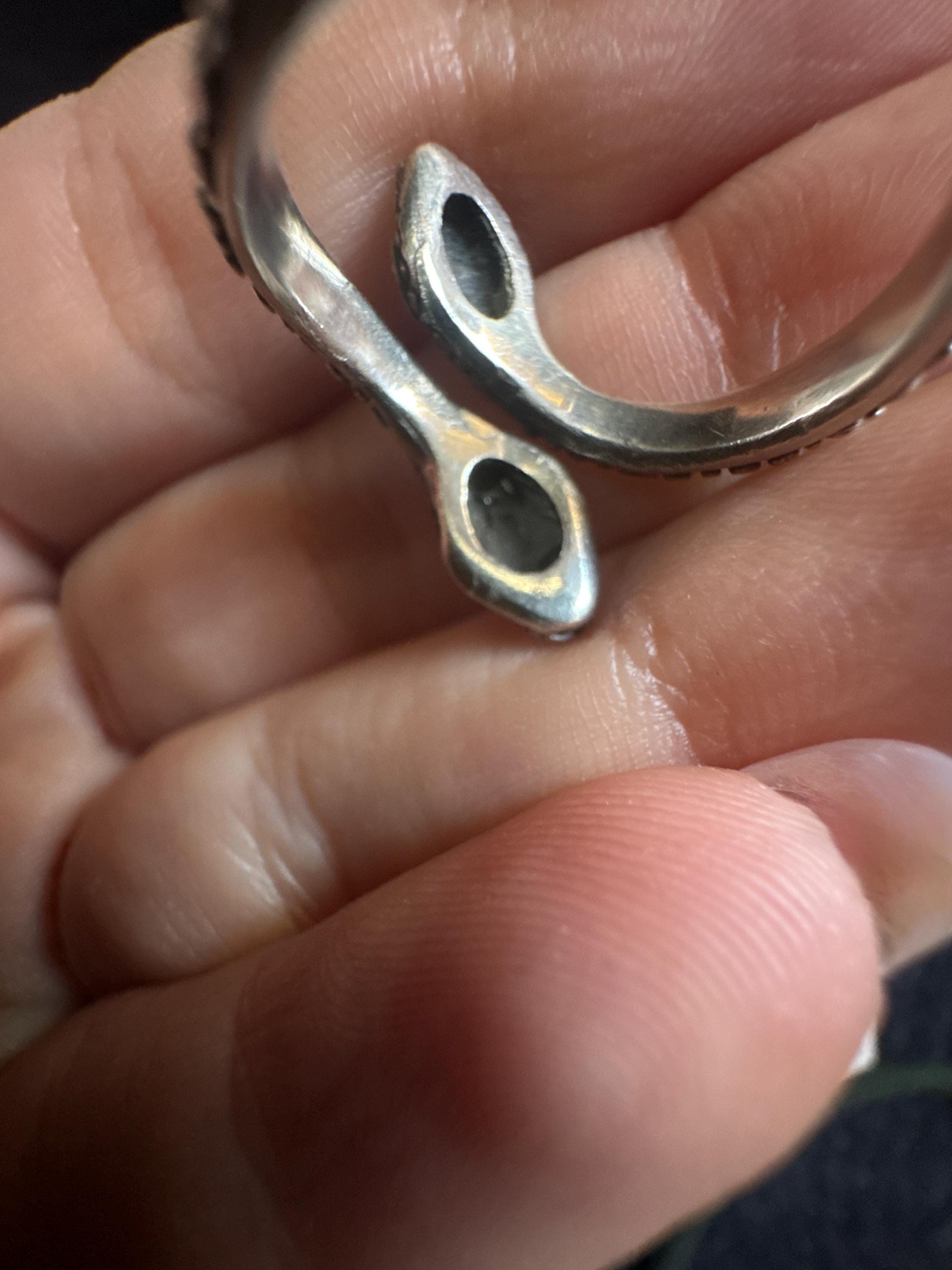 Incredible Sterling Silver Snake/Reptile Adjustable Ring – approx. size P image 4