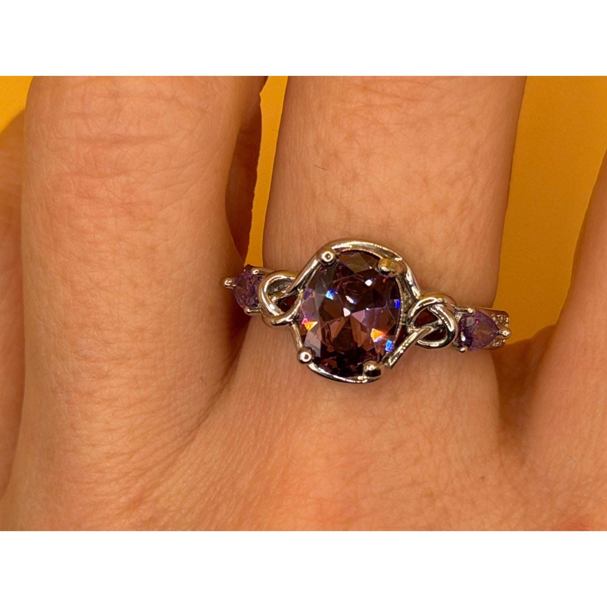 Vintage Inspired Sterling Silver Amethyst Ring - Size L image 5