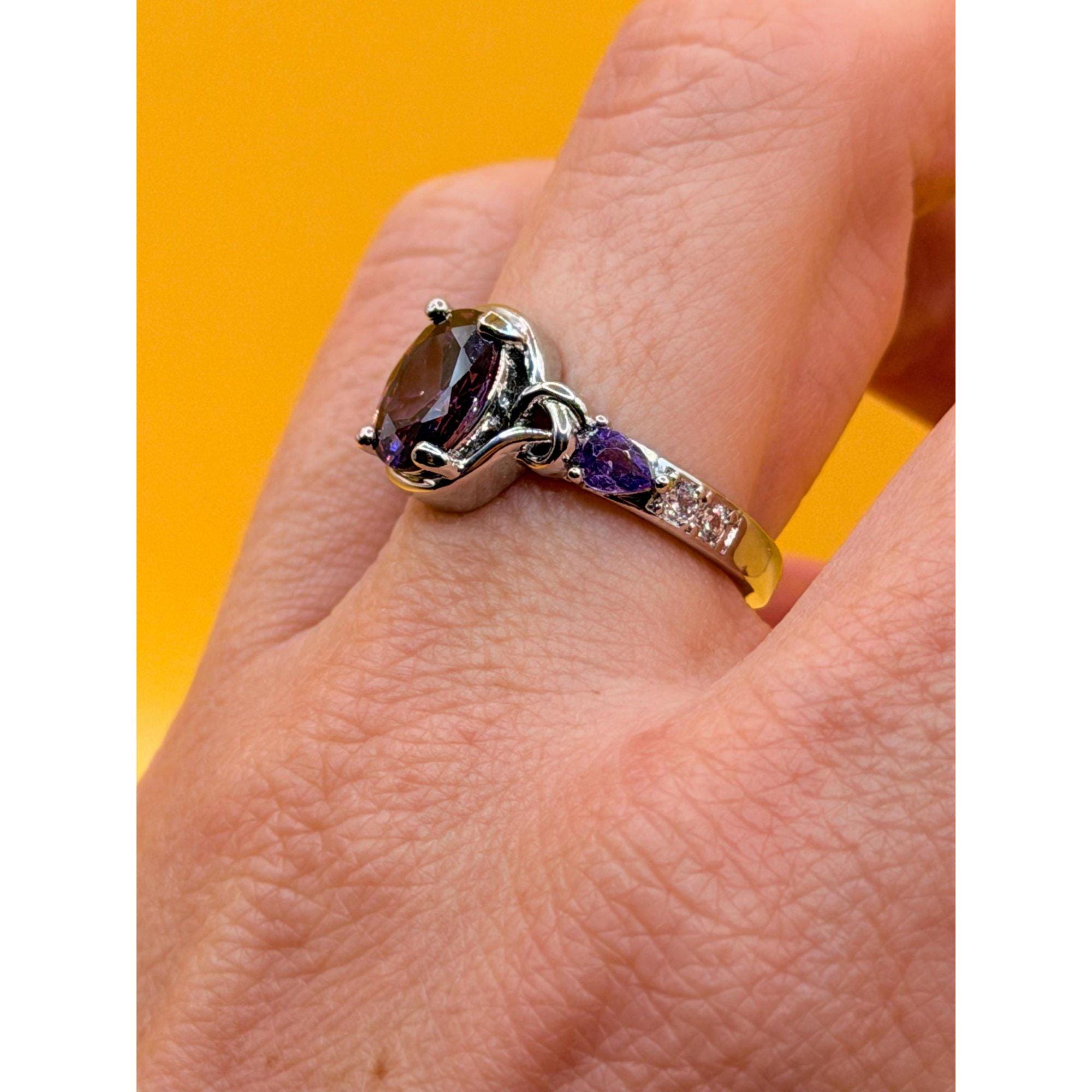 Vintage Inspired Sterling Silver Amethyst Ring - Size L image 9
