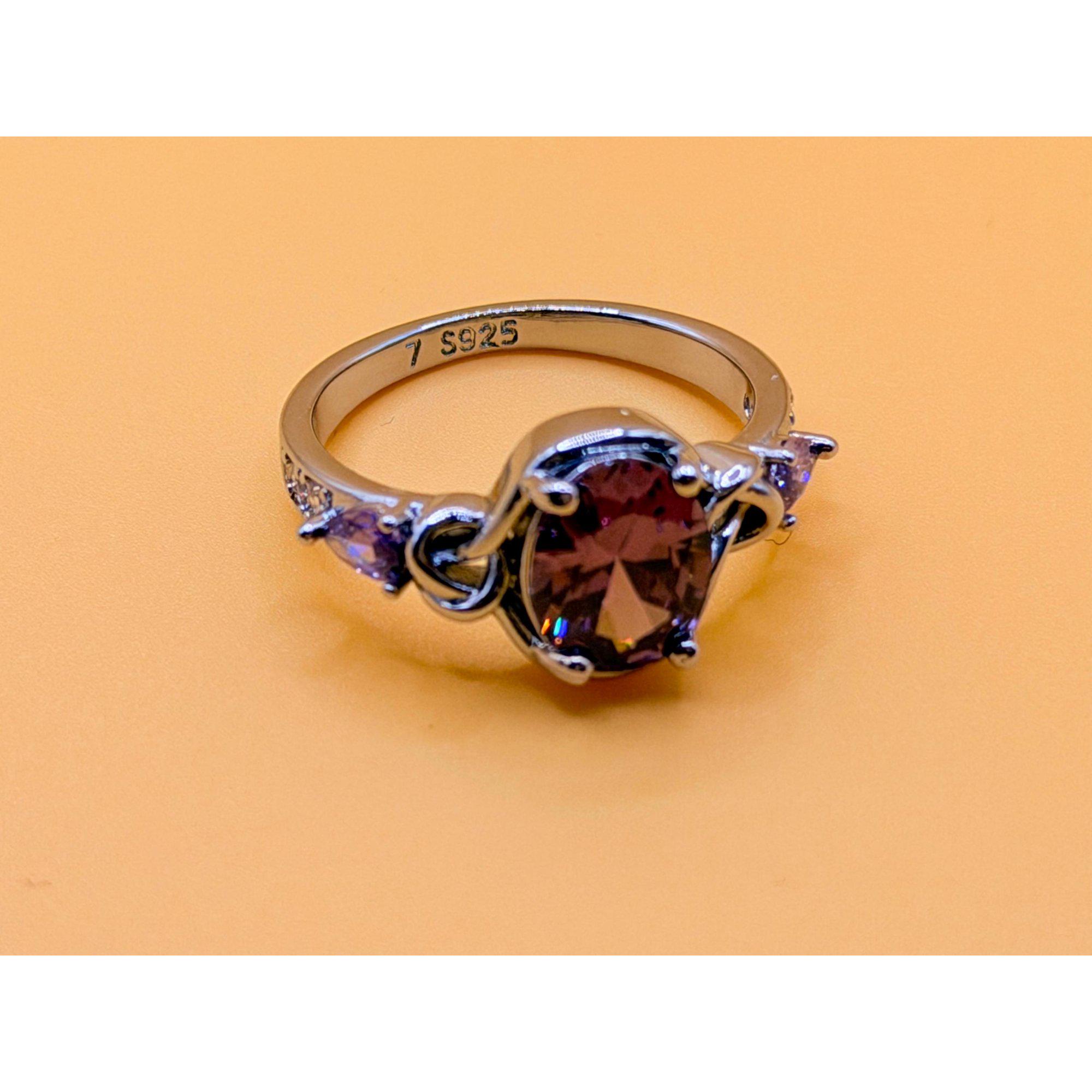 Vintage Inspired Sterling Silver Amethyst Ring - Size L image 10