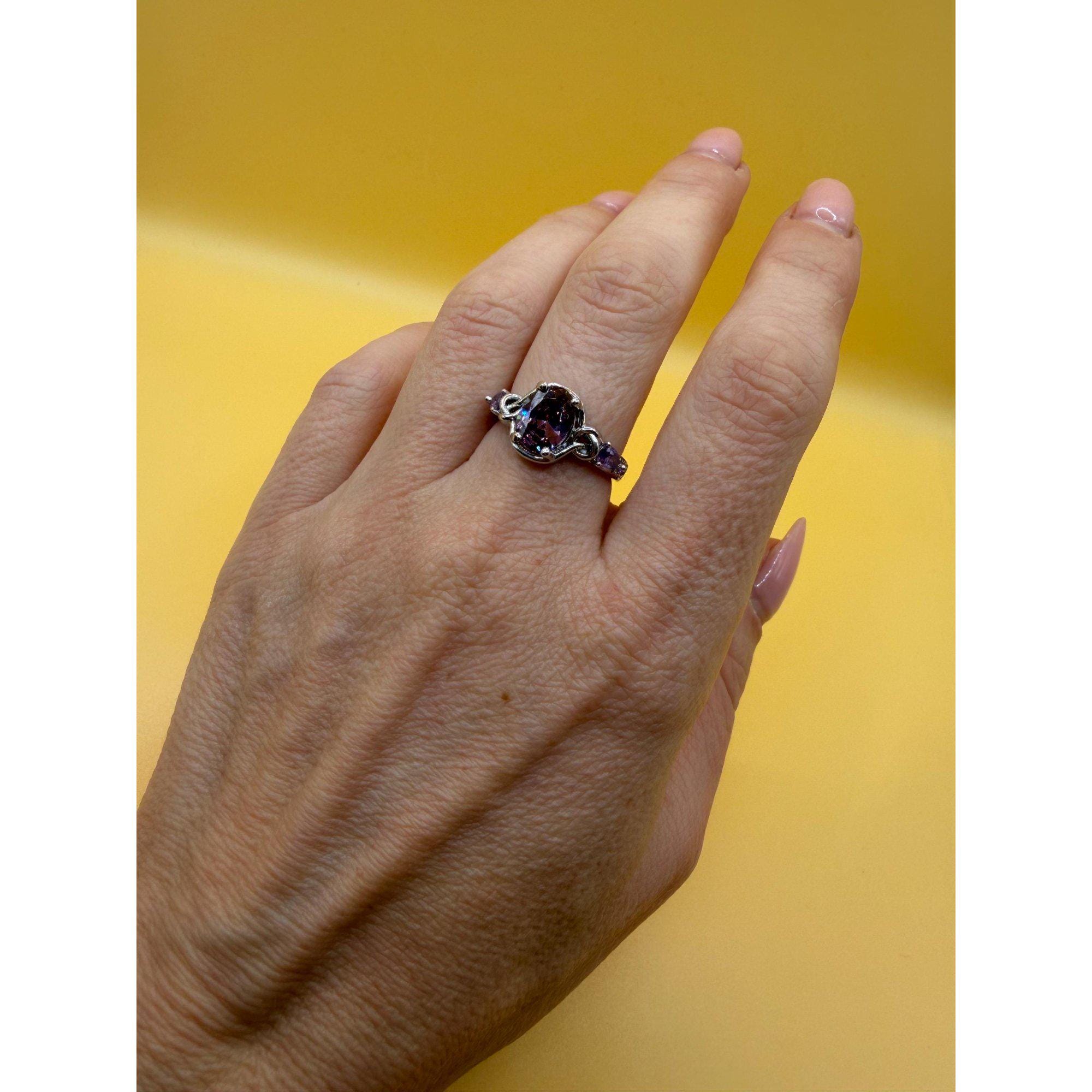Vintage Inspired Sterling Silver Amethyst Ring - Size L image 8