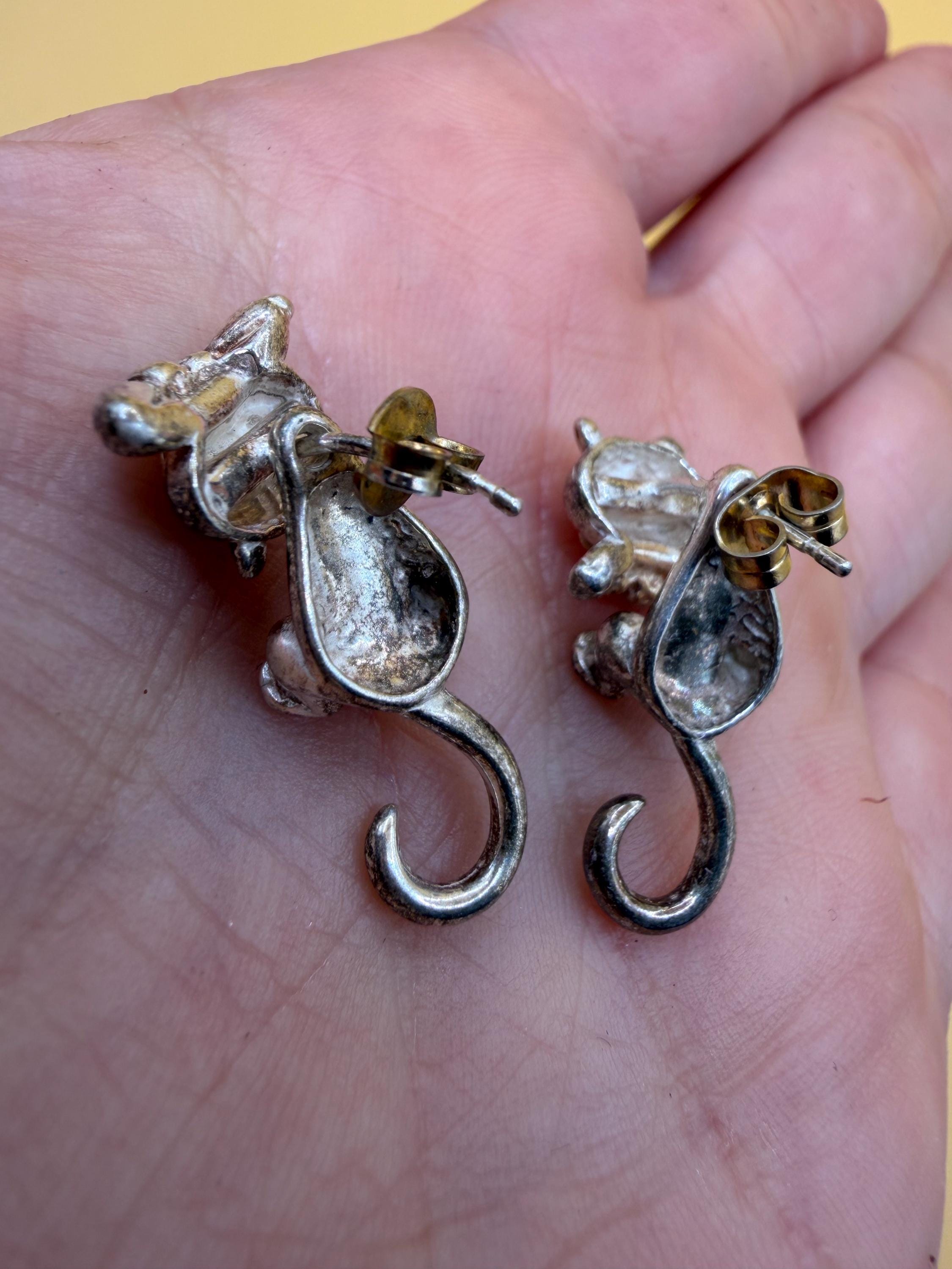 Sterling Silver Cat Clinging Earrings – Pet Lover Jewelry image 4
