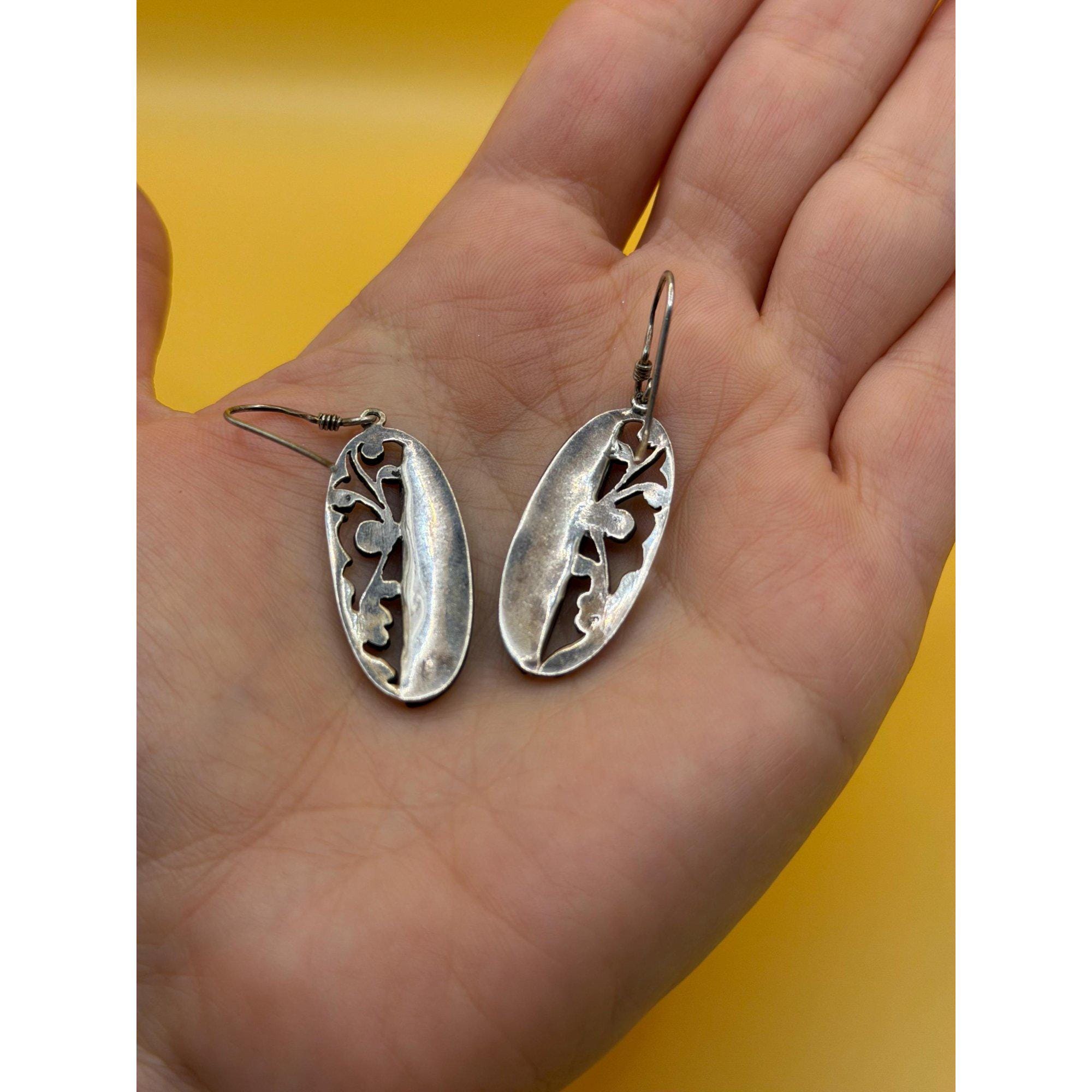 Vintage Sterling Silver Onyx Dangle Earrings145 image 4