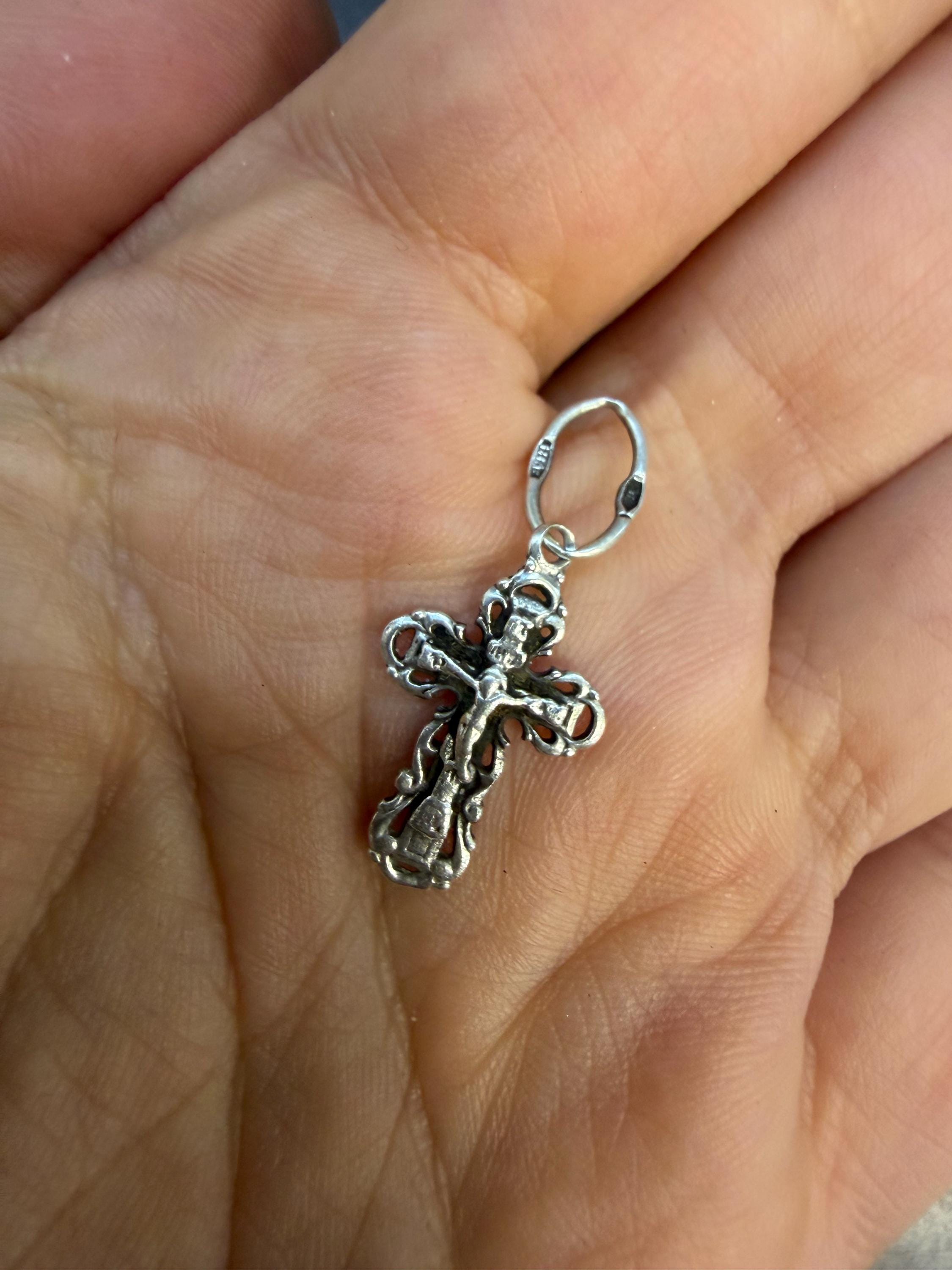 Religious Protective Silver Vintage Cross, 1990s, Ukraine image 4