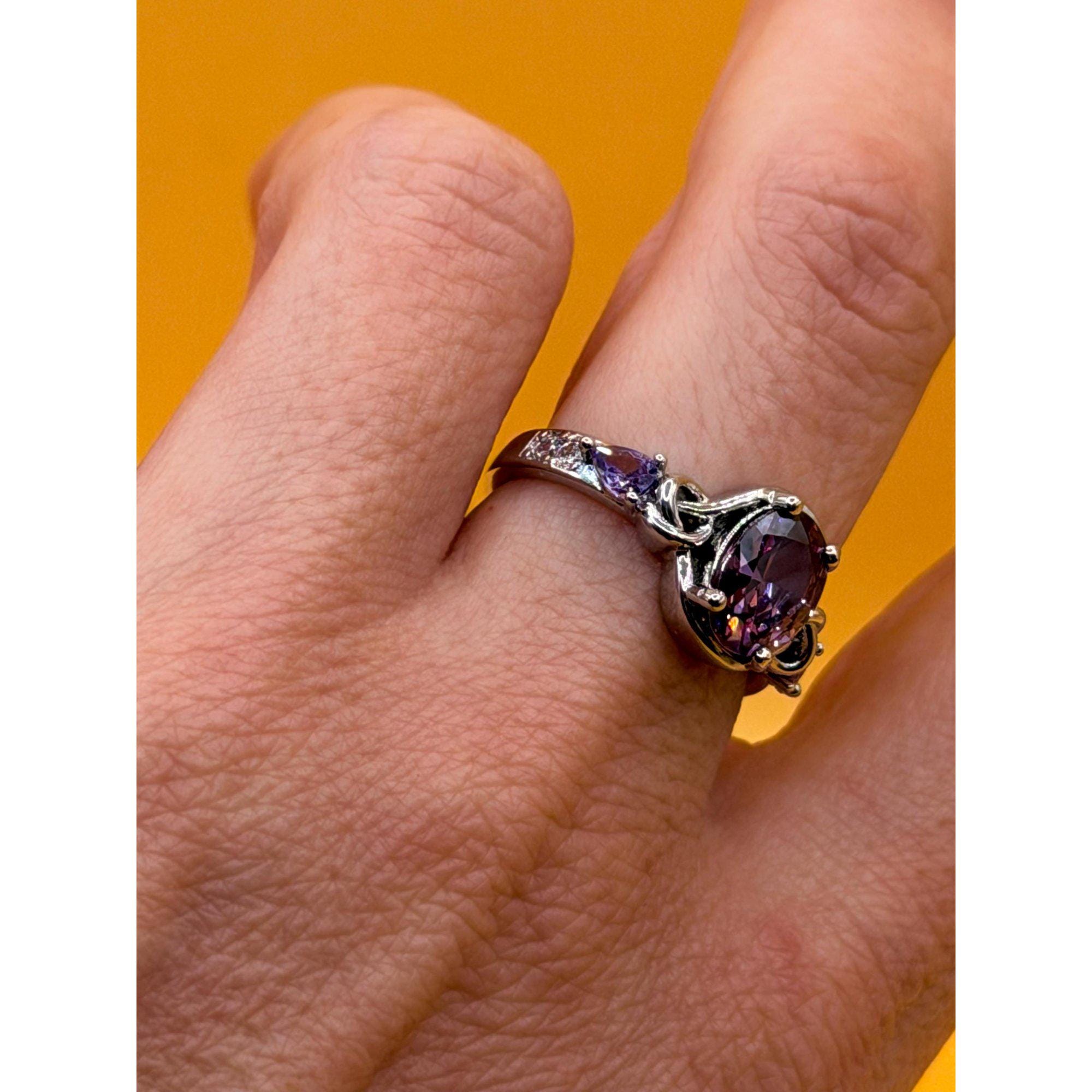 Vintage Inspired Sterling Silver Amethyst Ring - Size L image 3