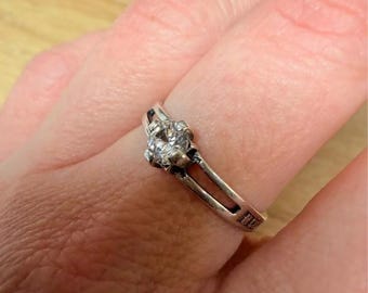 Silver ring "Save and Protect" with a stone, size O
