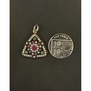 Sterling Silver Natural Real Ruby Emerald Pendant