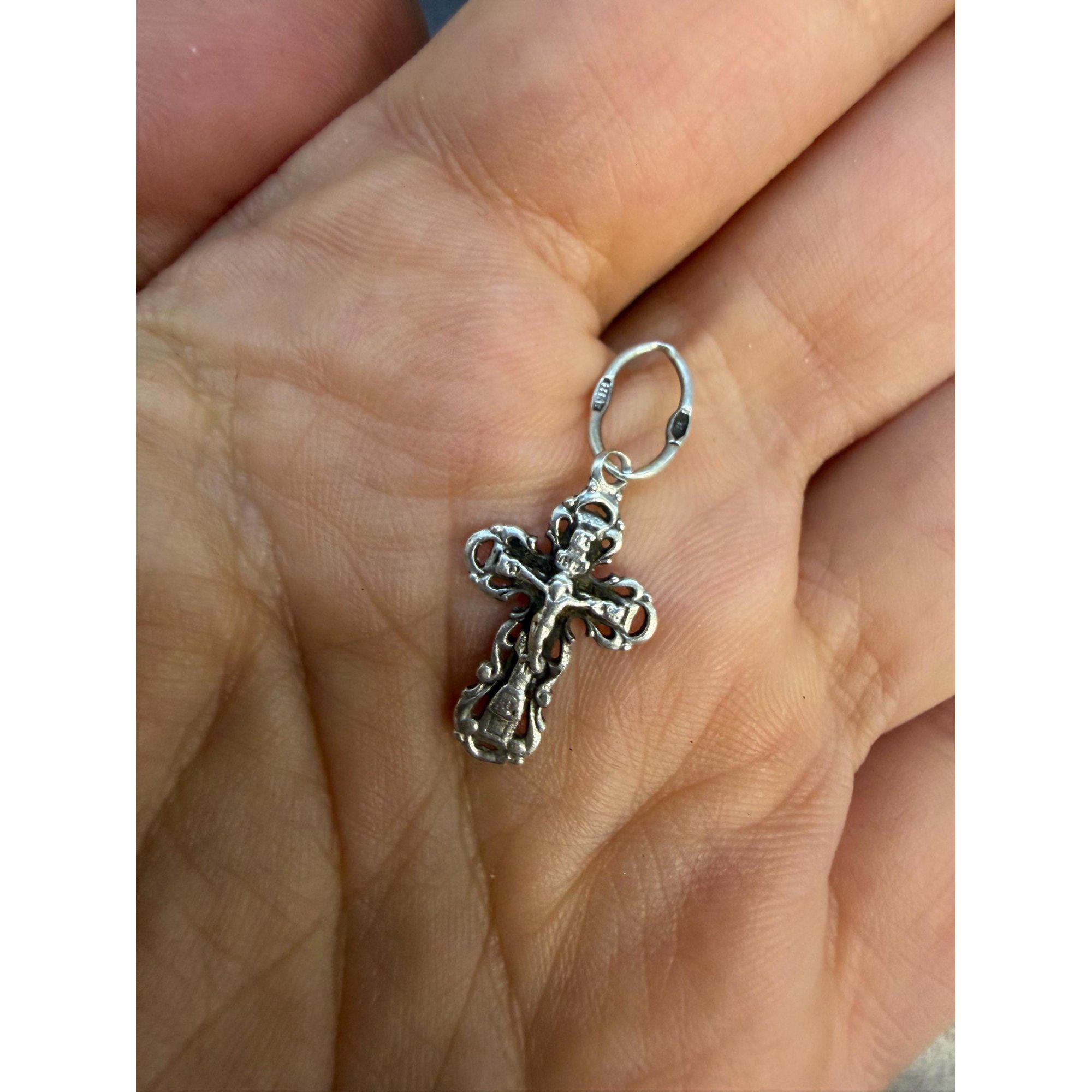 Religious Protective Silver Vintage Cross, 1990s, Ukraine image 4