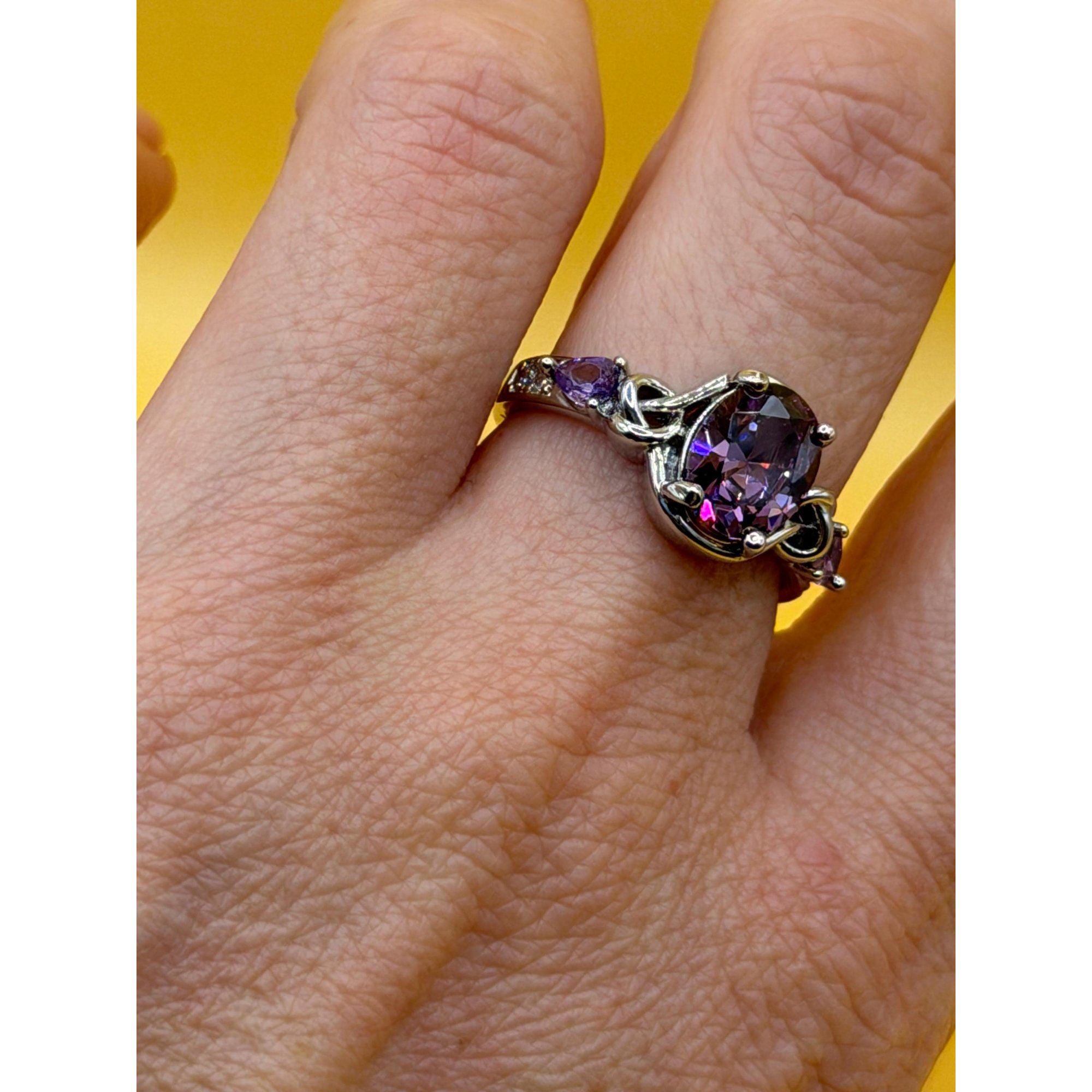 Vintage Inspired Sterling Silver Amethyst Ring - Size L image 6