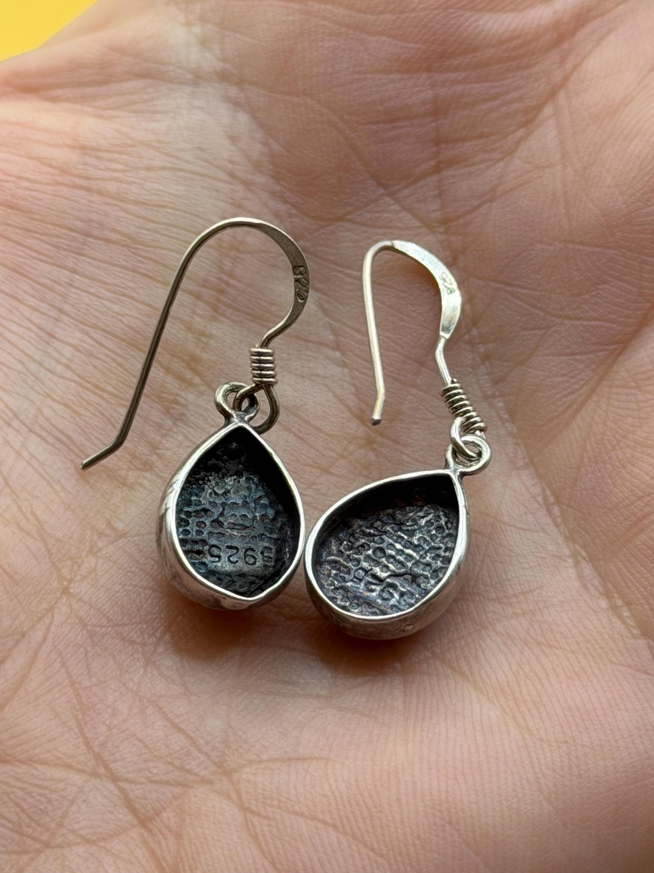 Vintage fire opal sterling silver earrings #147 image 6