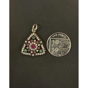 Sterling Silver Natural Real Ruby Emerald Pendant