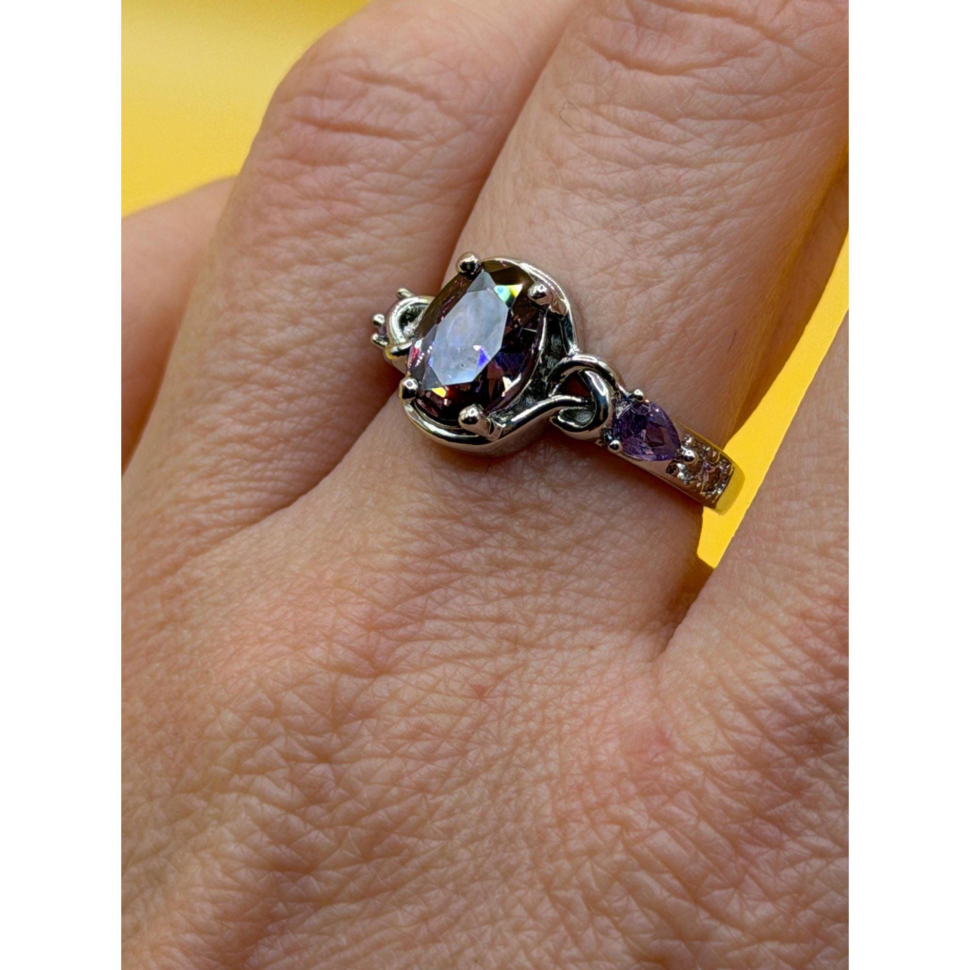 Vintage Inspired Sterling Silver Amethyst Ring - Size L image 7