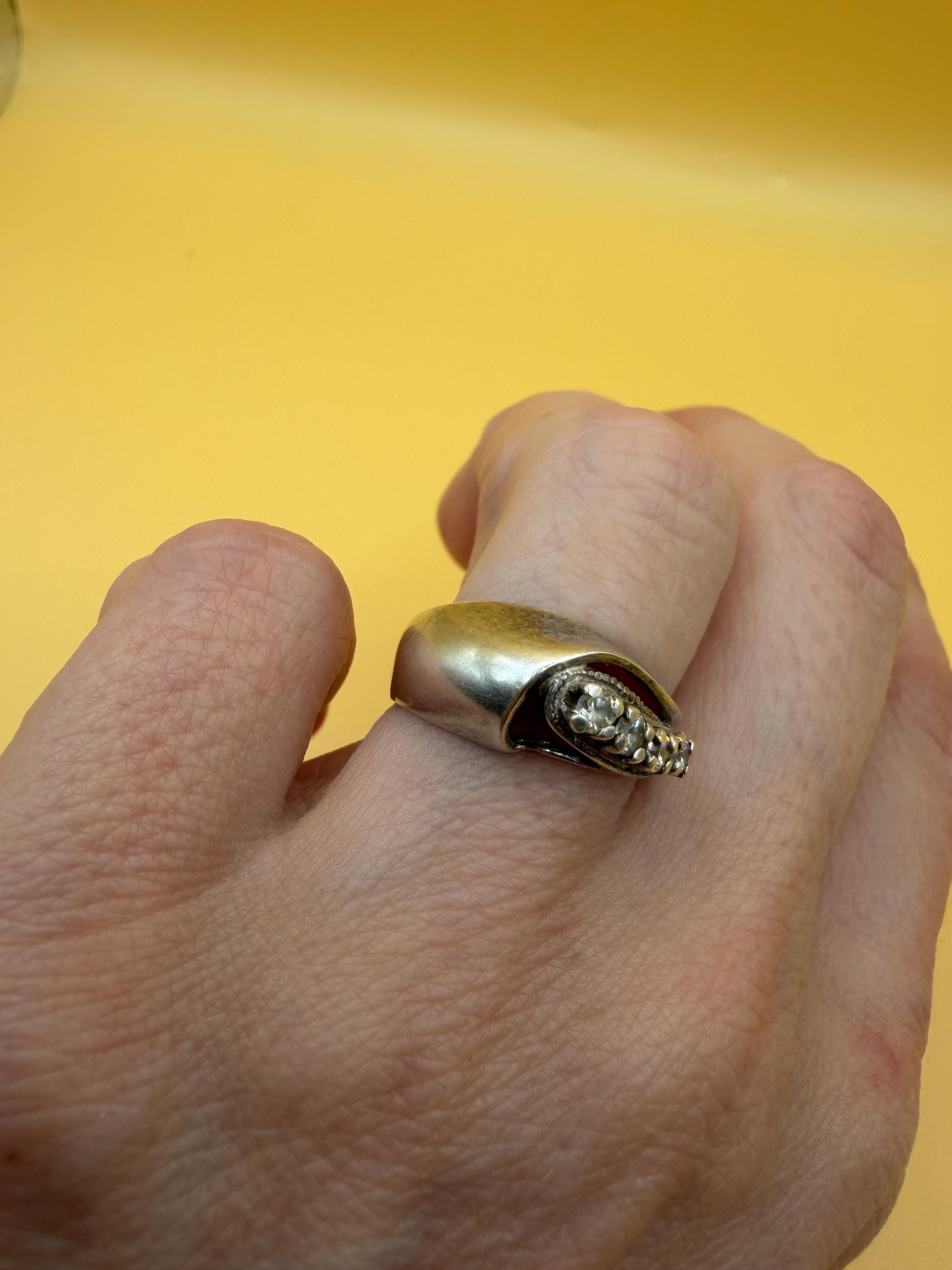 Size N 925 Sterling Silver ring Soviet 90s #27 image 2