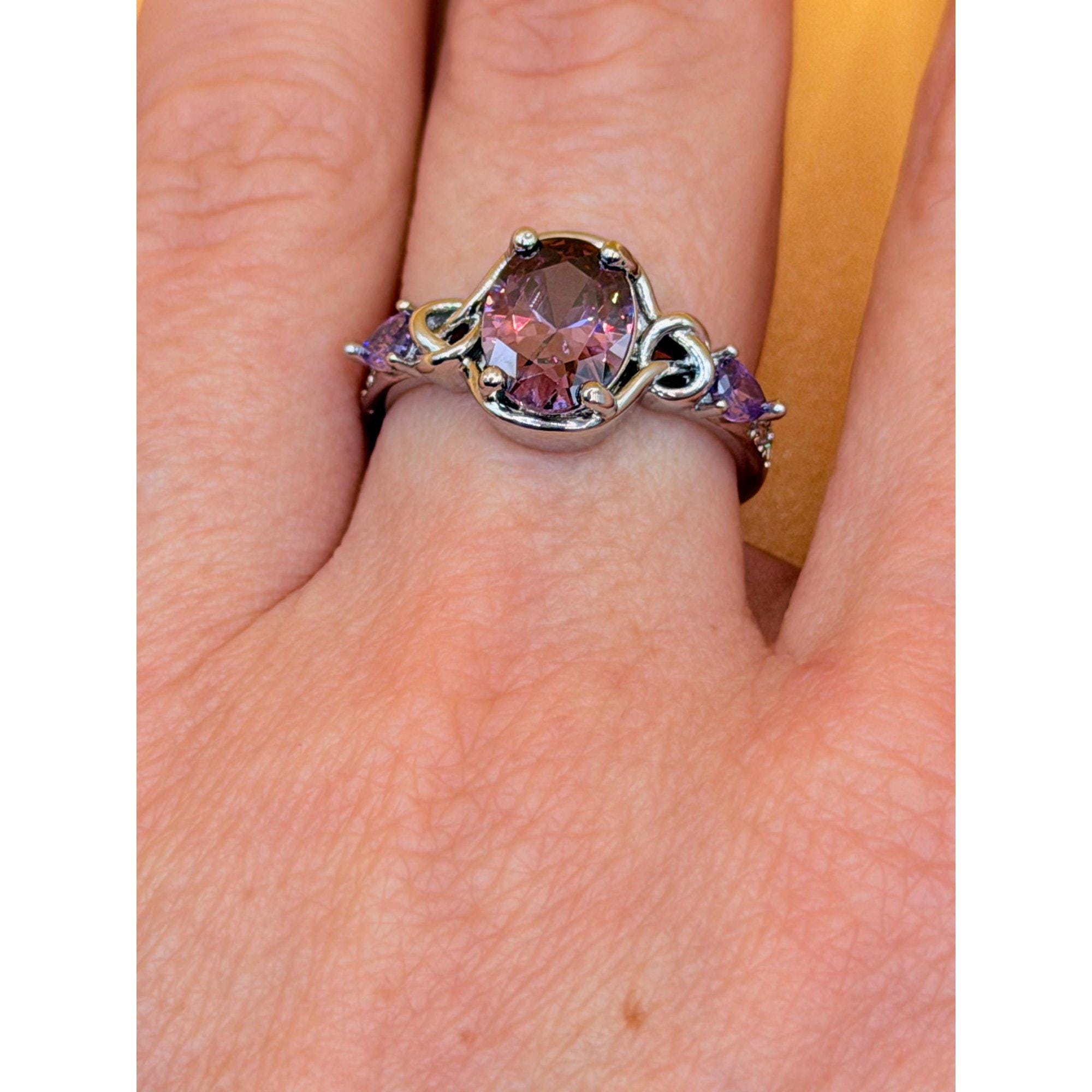 Vintage Inspired Sterling Silver Amethyst Ring - Size L image 4