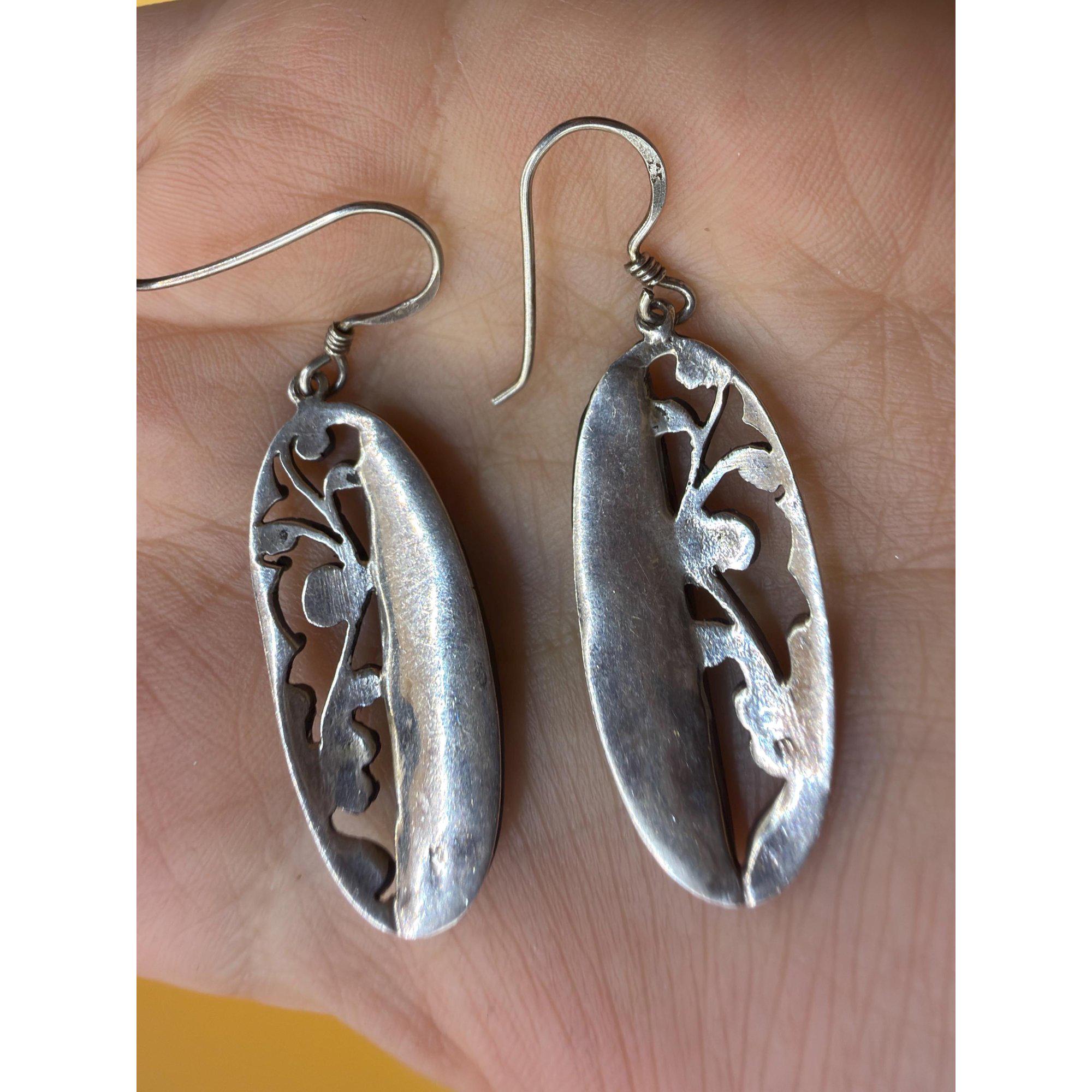 Vintage Sterling Silver Onyx Dangle Earrings145 image 3