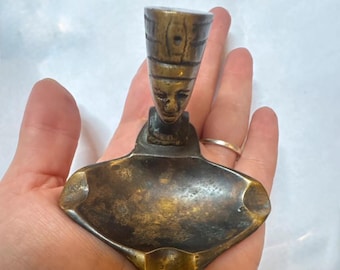 Rare vintage old ashtray bronze soviet russian ussr faraon statue sculpture