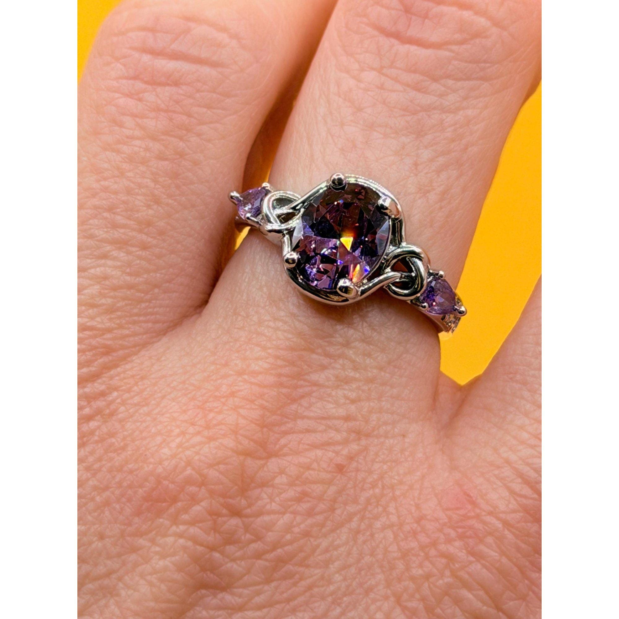 Vintage Inspired Sterling Silver Amethyst Ring - Size L image 2