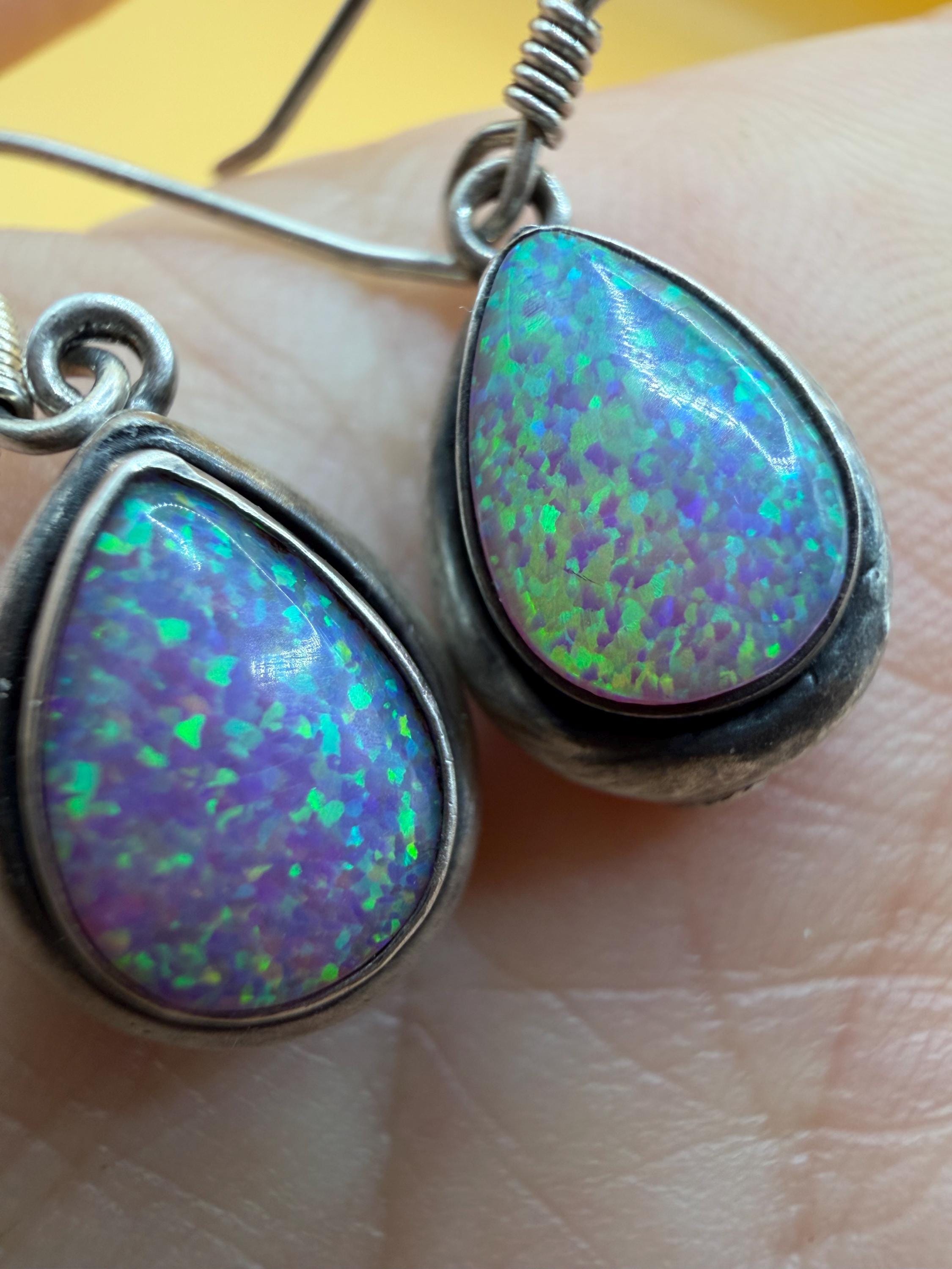 Vintage fire opal sterling silver earrings #147 image 7