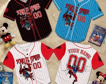 Personalized Scarlet Spider Baseball Jersey, Custom Name Red Spider Hero Shirt, Marvel Inspired Fan Gift, Superhero Jersey