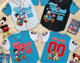 Personalized Scrooge McDuck Baseball Jersey, Custom Name Rich Duck Shirt, Cartoon Fan Gift, Birthday Jersey