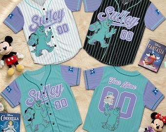 Personalized Sulley Baseball Jersey, Custom Name Blue Monster Shirt, Monster Movie Fan Gift, Birthday Jersey