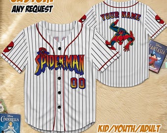 Maglia da baseball personalizzata di Spider-Man, costume da supereroe per il compleanno, maglietta personalizzata con nome e numero, maglietta per bambini e adulti.