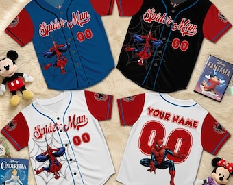 Gepersonaliseerde spider-man-trui, aangepast honkbalshirt superheld, kinder outfit naamnummer, verjaardagscadeau voor jongens