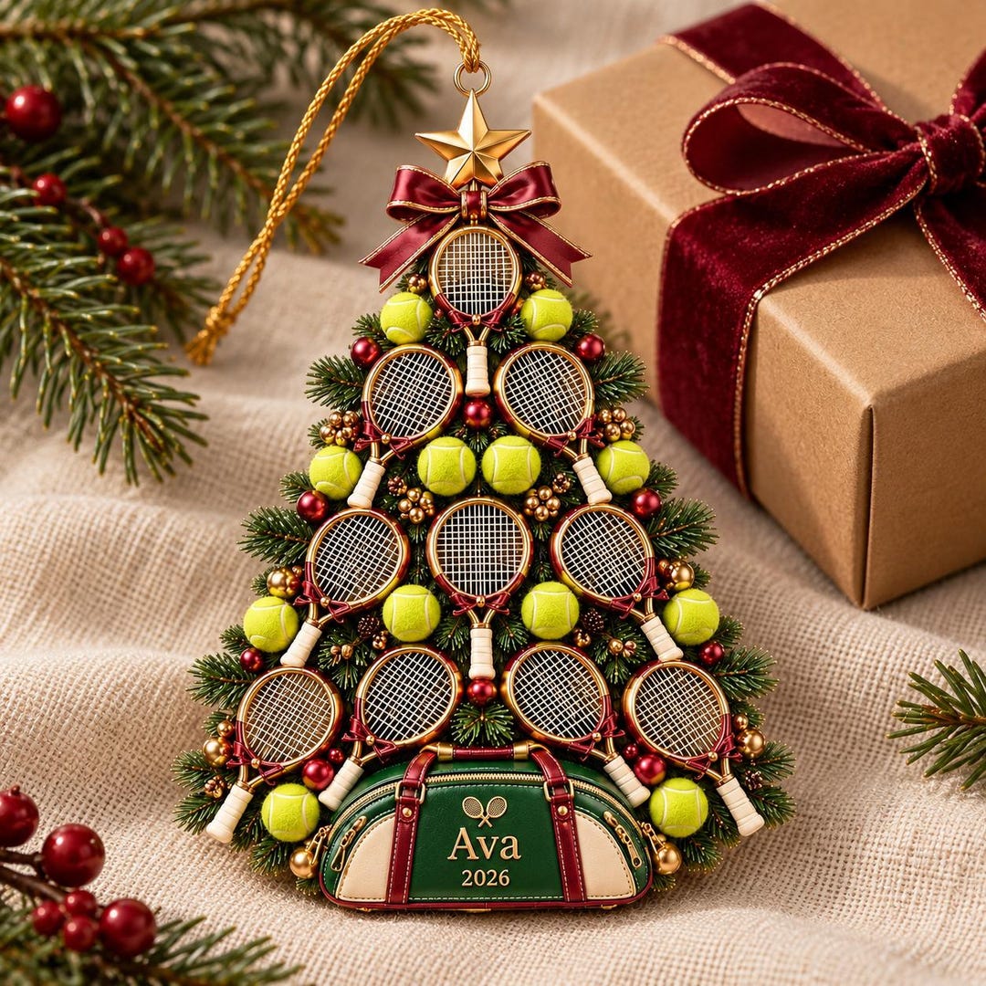 Personalized Tennis Ornament 2026, Custom Name Tennis Racket Christmas ...