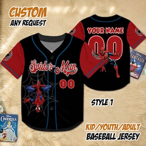 Camiseta personalizada de Spider-Man, camiseta de béisbol de superhéroe personalizada, conjunto con nombre y número para niños, regalo de cumpleaños para niños. Style 1