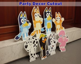 Blue Dog Party Decor , centerpiece ,  Bluey Birthday Decor , Bluey Cutout , Bluey Backdrop , Bluey standee , Yard sign , bluey cut out