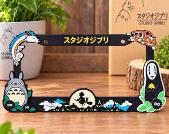3D Printed Inspired Anime To.t.o.ro NoFace  Stud Ghibli License Plate Metal Frame – Handpaint-Unique Car Mod Accessory, Custom Gift