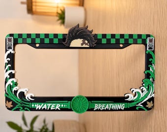 Cornice in metallo per targa Demon Slayer stampata in 3D – Accessorio unico per auto, regalo personalizzato per raduni automobilistici, regalo per lui e per lei