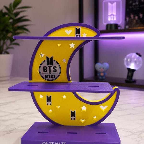 Inspired 3D Printed McDonald's Happy Meal BT21 Happy Meal Toys Shelf-Moon Shape-Gift-Collection- PRE-ORDER( Toys are not included)