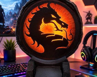 Mortal Kombat Light Up Universal Controller Holder-3D Printed-Desk Decoration-Fan Made Gift-Hand Painting