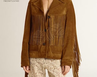Fringe Suede Leather Western Jacket: Handmade Cowboy Style