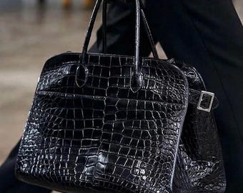 Sac fourre-tout en cuir embossé crocodile, style Margaux, anse sur le dessus, cadeau de luxe pour elle