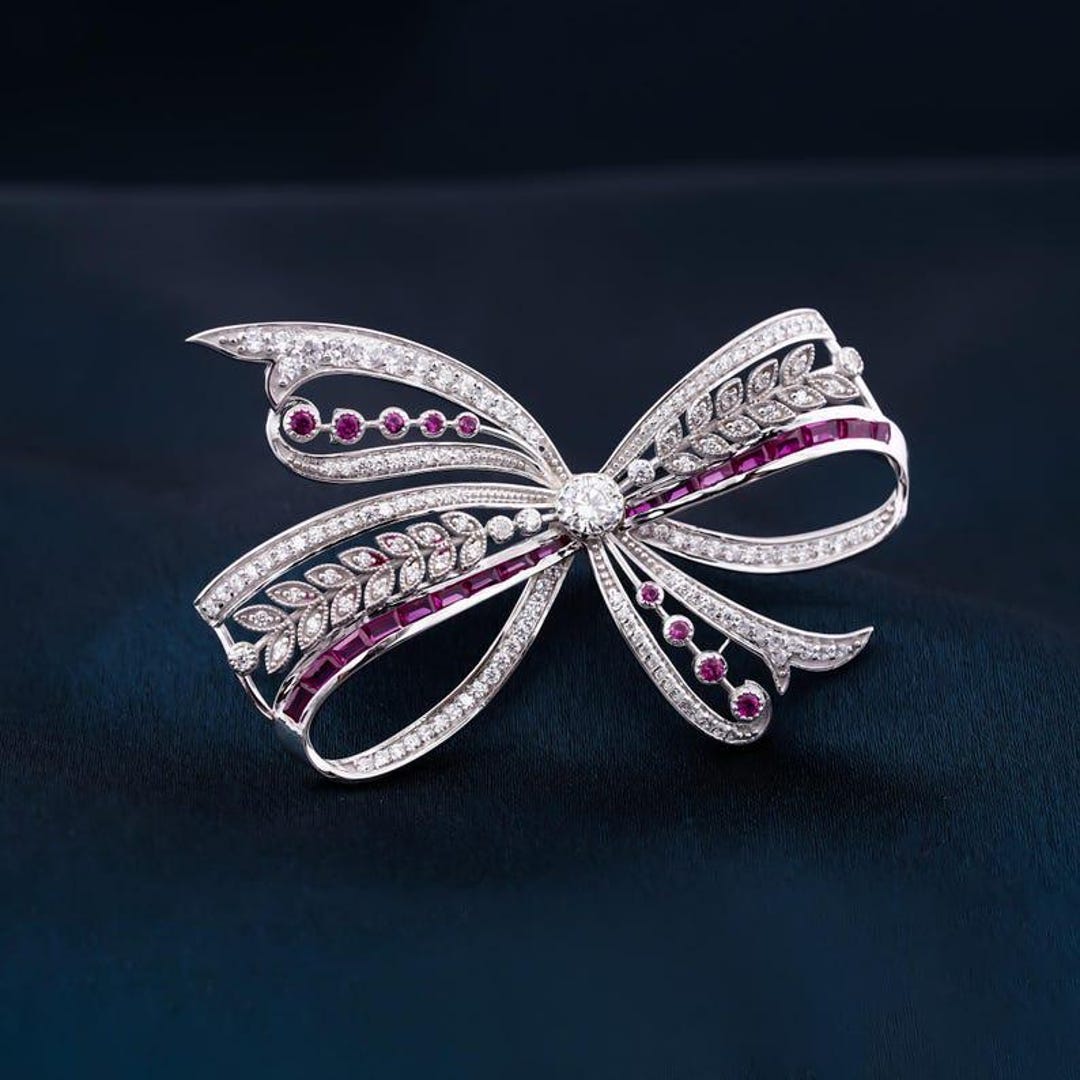 Handmade Pink Ruby & Diamond Brooch Pin | Unique Women’s Jewelry ...