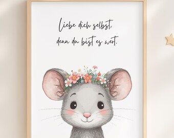 Animal posters for children's rooms, wall art for children's rooms, children's room posters, baby room decor, animal posters, children's room decor, woodland animals, mouse