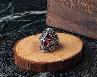 Cross Ring for Men, Stainless Steel Cross Band Ring, Gothic Christian Jewelry, Modern Statement Ring, Gift for Him, Wooden Gift Box