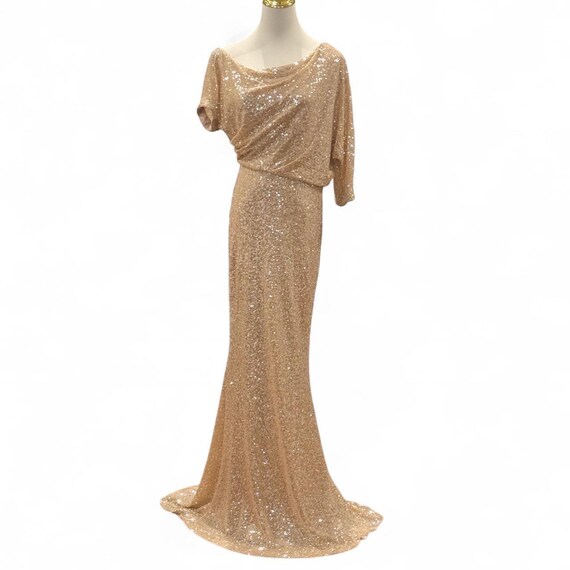 Badgley Mischka Gold Sequin Gown | One Shoulder Evening Dress | Glamorous  Formal Maxi Dress | Size 6 - Etsy Canada