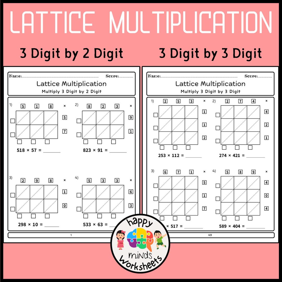 Multiply 3 Digit by 2 Digit and 3 Digit by 3 Digit Lattice ...